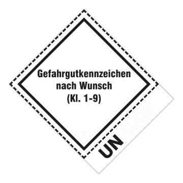 Gefahrzettel mit UN-Nummer nach Wunsch, Aufkleber, 100 x 120 mm, verschiedene Varianten