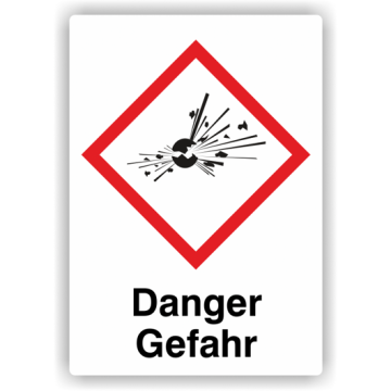 Gefahrensymbol GHS01 Explosive Stoffe, Signalwort Danger/Gefahr, Folie, verschiedene Ausführungen