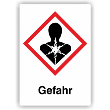 Gefahrensymbol GHS08 Gesundheitsgefahr, Signalwort Gefahr, Folie, verschiedene Ausführungen