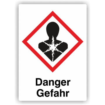 Gefahrensymbol GHS08 Gesundheitsgefahr, Signalwort Danger/Gefahr, Folie, verschied. Ausführungen