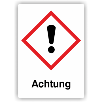 Gefahrensymbol GHS07 Ausrufezeichen, Signalwort Achtung, Folie, verschiedene Ausführungen