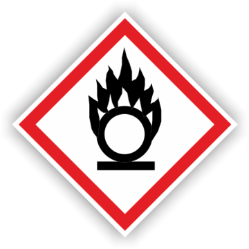 Gefahrensymbol GHS03 Flamme über einem Kreis, Folie, verschiedene Ausführungen