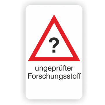 Gefahrensymbol Fragezeichen, ungeprüfter Forschungsstoff, Folie, 23 x 38 mm, 250 St./Rolle