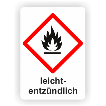 Gefahrensymbol GHS02 Flamme, leichtentzündlich,  26 x 37 mm, 12 St./VE