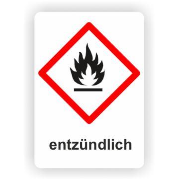 Gefahrensymbol GHS02 Flamme, entzündlich,  26 x 37 mm, 12 St./VE