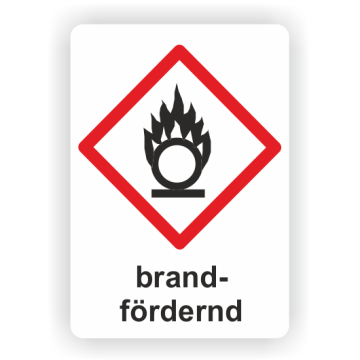 Gefahrensymbol GHS03 Flamme über einem Kreis,  brandfördernd, 26 x 37 mm, 12 St./VE