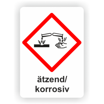 Gefahrensymbol GHS05 Ätzwirkung, ätzend/korrosiv, 26 x 37 mm, 12 St./VE