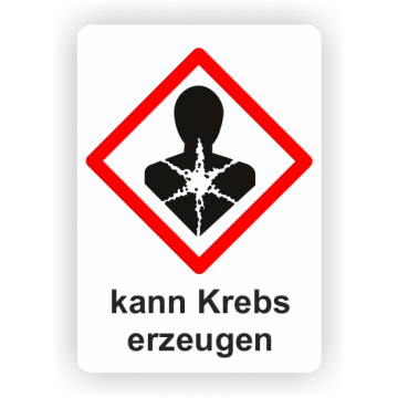 Gefahrensymbol GHS08 Gesundheitsgefahr,  kann Krebs erzeugen, 26 x 37 mm, 12 St./VE