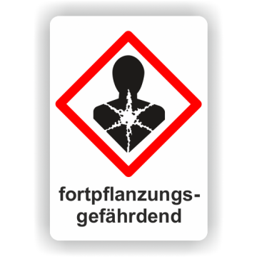 Gefahrensymbol GHS08 Gesundheitsgefahr,  fortpflanzungsgefährdend, 26 x 37 mm, 12 St./VE