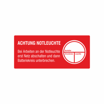 Stromkreiskennzeichnung, Achtung Notleuchte, 3 Kennzeichnungsfelder