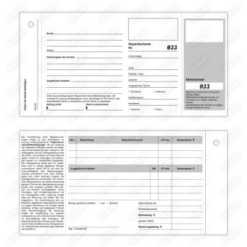 Reparaturkarten für Reparaturaufträge, 100 Karten pro Verpackungseinheit