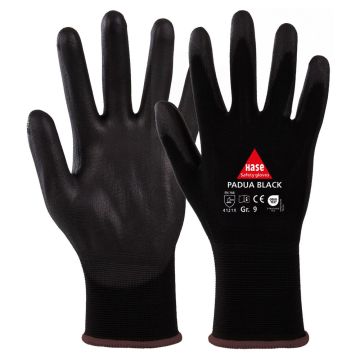 Hase Montagehandschuhe Padua Black, Größe 6-11, für mechanische Arbeiten, 10 Paar
