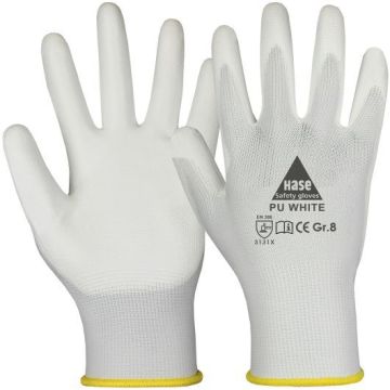 Hase Montagehandschuhe PU White, 10 Paar