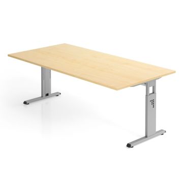 Hammerbacher Schreibtisch Mandy, 200 x 100 cm, höhenverstellbar von 65 bis 85 cm, ahorn