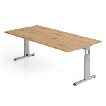 Hammerbacher Schreibtisch Mandy, 200 x 100 cm, höhenverstellbar von 65 bis 85 cm, asteiche