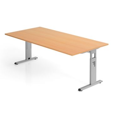 Hammerbacher Schreibtisch Mandy, 200 x 100 cm, höhenverstellbar von 65 bis 85 cm, buche