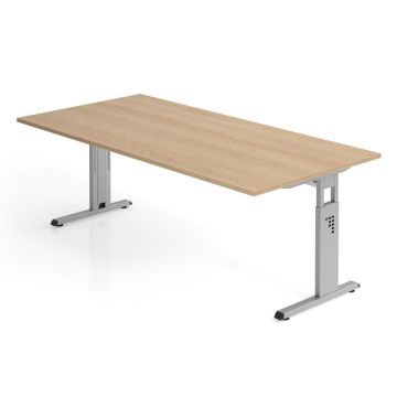 Hammerbacher Schreibtisch Mandy, 200 x 100 cm, höhenverstellbar von 65 bis 85 cm, eiche