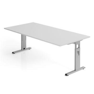 Hammerbacher Schreibtisch Mandy, 200 x 100 cm, höhenverstellbar von 65 bis 85 cm, grau