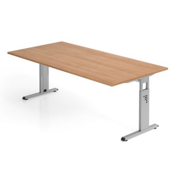 Hammerbacher Schreibtisch Mandy, 200 x 100 cm, höhenverstellbar von 65 bis 85 cm, nussbaum