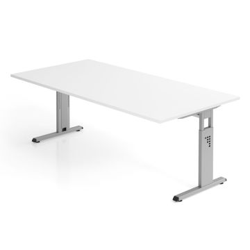 Hammerbacher Schreibtisch Mandy, 200 x 100 cm, höhenverstellbar von 65 bis 85 cm, weiß