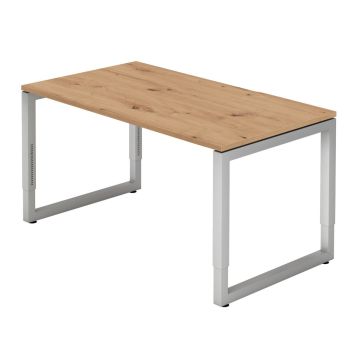 Hammerbacher Schreibtisch Ramona, 140 x 80 cm, höhenverstellbar von 65 bis 85 cm, asteiche