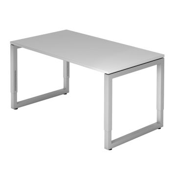 Hammerbacher Schreibtisch Ramona, 140 x 80 cm, höhenverstellbar von 65 bis 85 cm, grau