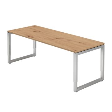 Hammerbacher Schreibtisch Ramona, 200 x 80 cm, höhenverstellbar von 65 bis 85 cm, asteiche