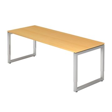 Hammerbacher Schreibtisch Ramona, 200 x 80 cm, höhenverstellbar von 65 bis 85 cm, buche