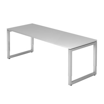 Hammerbacher Schreibtisch Ramona, 200 x 80 cm, höhenverstellbar von 65 bis 85 cm, grau
