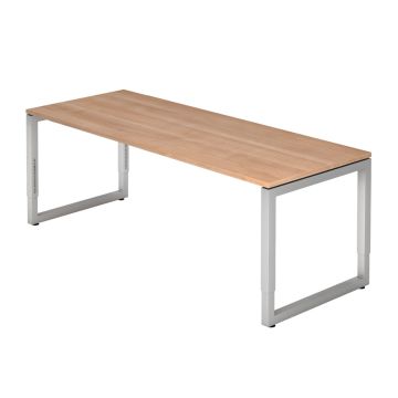 Hammerbacher Schreibtisch Ramona, 200 x 80 cm, höhenverstellbar von 65 bis 85 cm, nussbaum