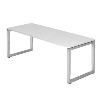 Hammerbacher Schreibtisch Ramona, 200 x 80 cm, höhenverstellbar von 65 bis 85 cm, weiß