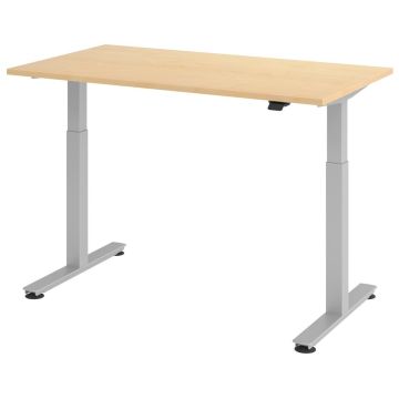 Hammerbacher Sitz-Steh-Tisch Katrin, 140 x 80 cm, Tast-Schalter, verstellbar bis 120 cm, ahorn