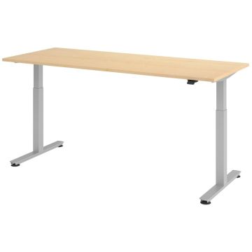 Hammerbacher Sitz-Steh-Tisch Katrin, 200 x 80 cm, Tast-Schalter, verstellbar bis 120 cm, ahorn