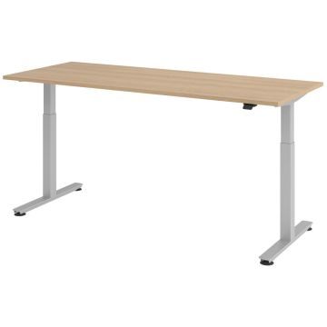 Hammerbacher Sitz-Steh-Tisch Katrin, 200 x 80 cm, Tast-Schalter, verstellbar bis 120 cm, eiche