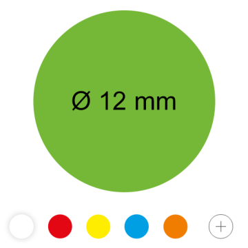 Farbige Etiketten aus Papier, Klebepunkte, auf Bogen, 12 mm, in verschiedenen Farben