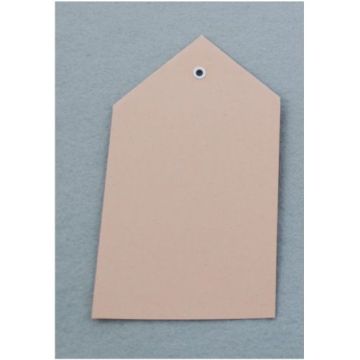 Anhängeetikett aus Pappe mit Kunststofföse, beige, 80 x 150 mm