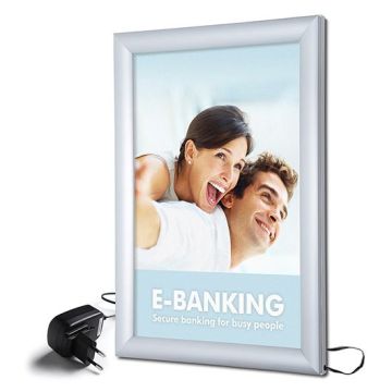 LED-Leuchtrahmen, 30 mm Rahmenprofil, silber eloxiert, verschiedene DIN Formate