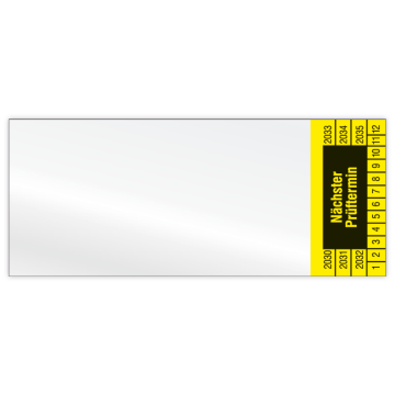 Kabelprüfplakette, Nächster Prüftermin, Jahr 2030 - 2035, Vinylfolie, 60 x 25 mm, 80/Heft