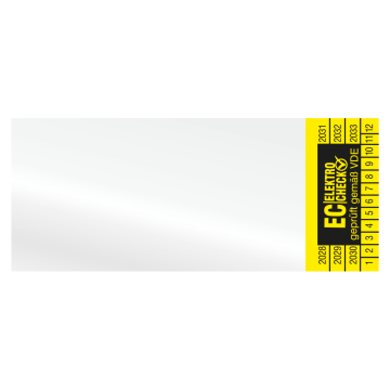 Kabelprüfplakette, EC Elektro Check geprüft gemäß VDE, Jahr 2028, Vinylfolie, 60 x 25 mm, Heft