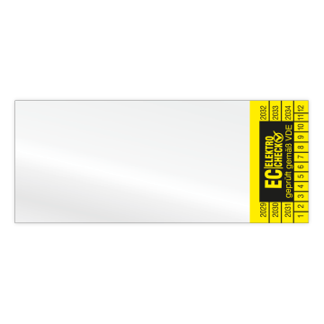 Kabelprüfplakette, EC Elektro Check geprüft gemäß VDE, Jahr 2029- 2034, Vinylfolie, 60 x 25 mm, Heft