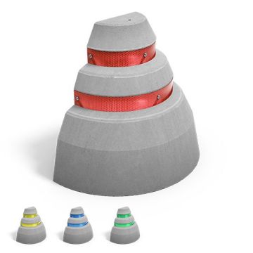 Tasiko® Fahrtrichtungs- Kegelpoller Typ VII 300x600x500 mm Grau, Reflexfolie, waagerecht