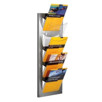 Wandmagazin NovaX zur Wandmontage, 5 transparente DIN A4 Fächer