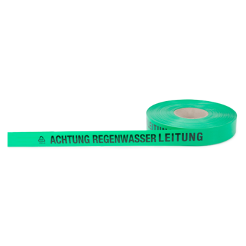 Trassenwarnband, FTZ-Norm 548464 TV1,  Achtung Regenwasserleitung,grün, 40mm, 250m/Rolle