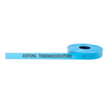 Trassenwarnband, FTZ-Norm 548464 TV1,  Achtung Trinkwasserleitung, blau, 40mm, 250m/Rolle