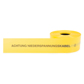 Trassenwarnband, FTZ-Norm 548464 TV1, Achtung  Niederspannungskabel, gelb, 100 mm, 250 m/Rolle