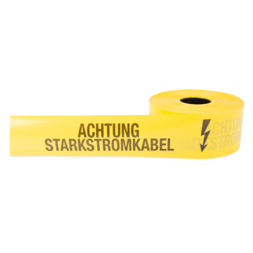 Trassenwarnband, FTZ-Norm 548464 TV1, Achtung  Starkstromkabel mit Blitz, gelb, 100mm, 250m/Rolle