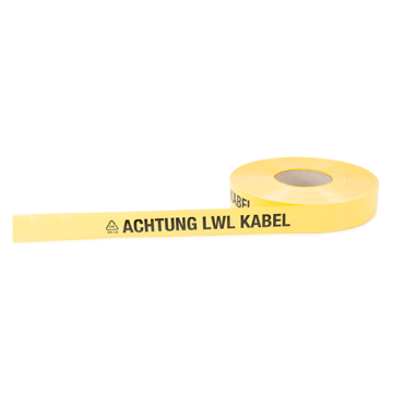 Trassenwarnband, FTZ-Norm 548464 TV1, Achtung  LWL-Kabel, gelb, 40 mm, 250 m/Rolle