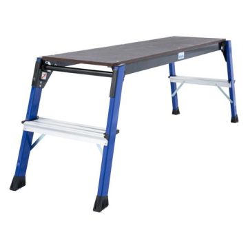 KRAUSE Arbeitsplattform Steptop, 2 x 2 Stufen, blau, Arbeitshöhe bis 2,45m, klappbar
