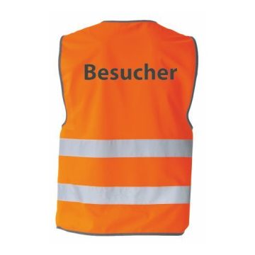 Warnweste  mit schwarzem Saum, orange, Größe XL, Aufdruck: Besucher