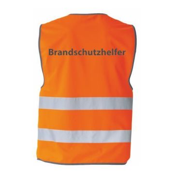 Warnweste mit schwarzem Saum, orange, mit Aufdruck Brandschutzhelfer, Größe S - 3XL, 100% Polyester